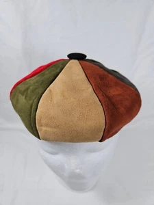 Vintage Velvet Beret Sandler Of Boston Color Wheel Lined Newsboy Hat Cap - Picture 1 of 7