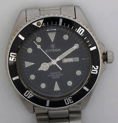 VTG CYMA QUARTZ Steel Divers Watch. Ref: 9111. Cal: ETA955422. For Service - Image 1 of 4