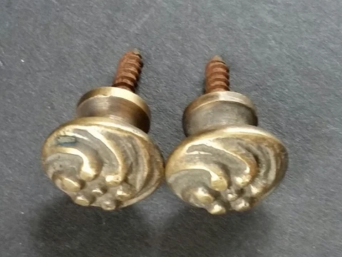 Pair (2) Sm.solid Brass Floral Stacking Barrister Bookcase 5/8" Knobs Pulls #K14 Cover