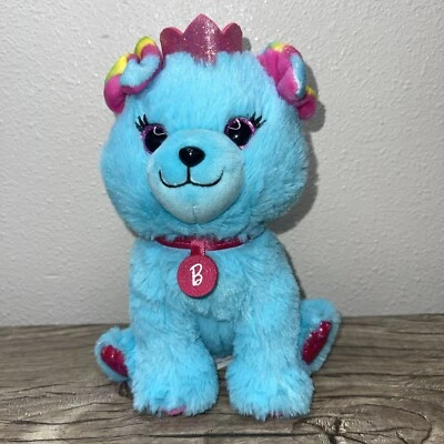 Mattel Barbie 7" Just Play Plush Princess Blue Puppy Rainbow Ears Stuffed Dog - Image 1 of 4