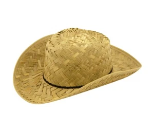 Adults Straw Western Ranger Cowboy Hat Hawaiian Summer Party Fancy Dress Hat - Picture 1 of 3