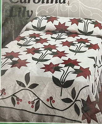 Carolina Lily Quilt Pattern Yours Truly Queen Double King Bold Floral - Image 1 of 3