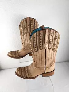 Stivali western Corral C2991 donna 8,5 M borchie marrone marrone punta quadrata cowboy DIFETTO - Foto 1 di 10