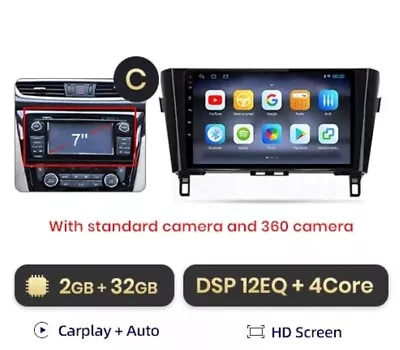 RADIO 2 DIN ANDROID PER NISSAN QASHQAI J11 X-TRAIL USB BLUETOOTH 360 CAM CARPLAY - Immagine 1 di 4