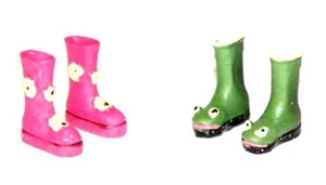PATTERNED WELLINGTON BOOTS - 1/12th SCALE FOR FAIRY GARDENS - CHOICE OF 2- NEW - Picture 1 of 3