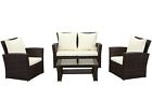 4 Piece Patio Set - Rattan Garden Furniture Table Chairs Grey Black And Brown