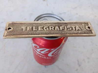 Placa marítima naval antiga portuguesa seção telégrafo latão antigo - Imagem 1 de 4