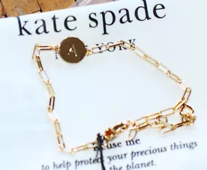 Bracciale catena Kate Spade Initial A fermacarte ciondolo iniziale link nuovo con etichette - Foto 1 di 6