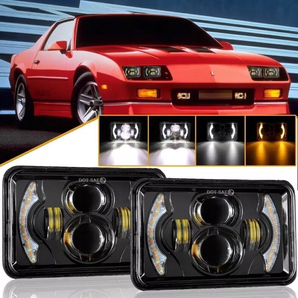 4x6" LED Headlights H4 Hi/Lo Beam Turn Signal For 1985 - 1989 Subaru DL GL10 - Image 1 of 4