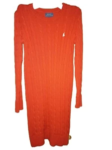 Polo Ralph Lauren Dress Tunic Sweater Red Knitted Cotton Poni Girls M (8-10) - Picture 1 of 8