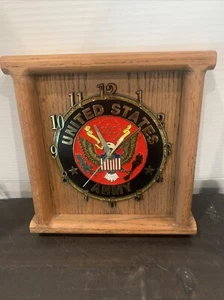NICE - UNITED STATES US ARMY WOOD SHELF /WALL CLOCK - WORKING - Picture 1 of 6
