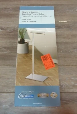 Gatco Modern Rectangle Base Toilet Tissue Holder Stand, 21.25" Chrome 1431CH