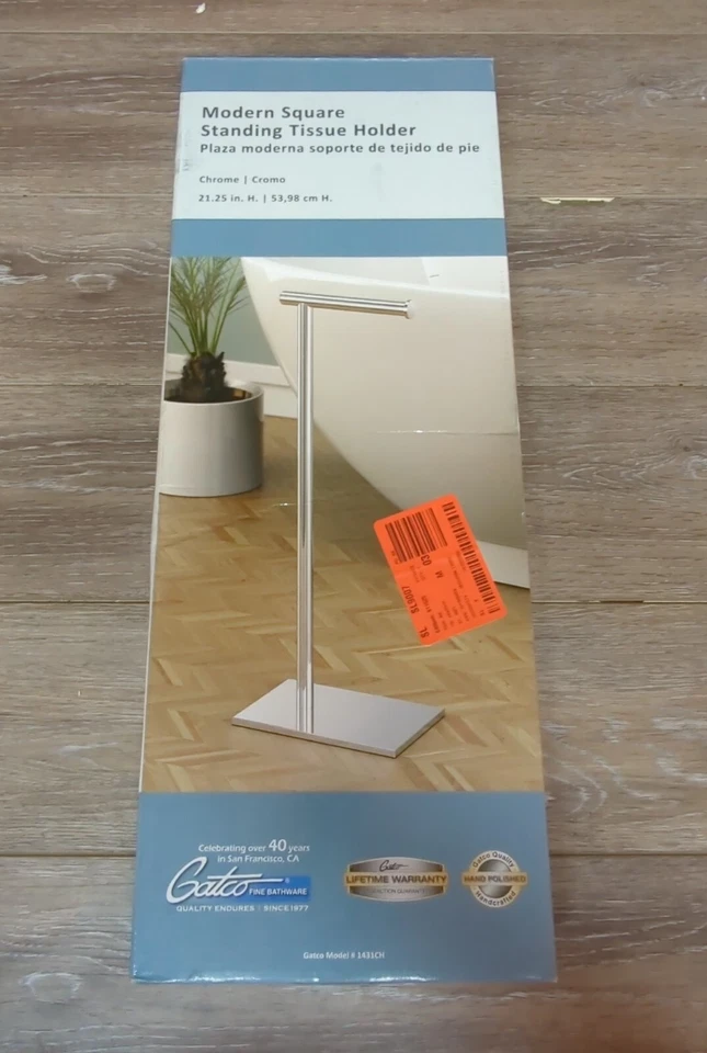 Soporte de papel higiénico con base rectangular moderno Gatco, 21,25" cromo 1431 canales Foto 1 de 3
