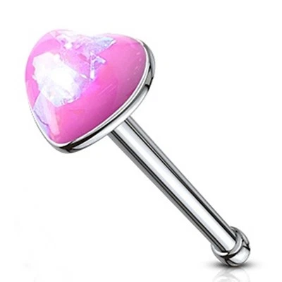 Anillo Hueso Nariz Corazón Brillo Ópalo Rosa 3mm Cabeza Calibre 20 1/4" Acero  Foto 1 de 3