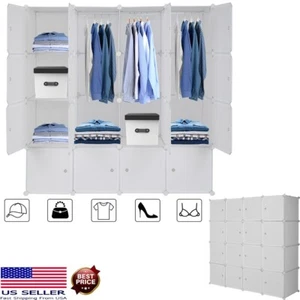 Closet Wardrobe Clothes Storage Organizer Rack With 3 Hanging Rods And Shelves - Picture 1 of 13