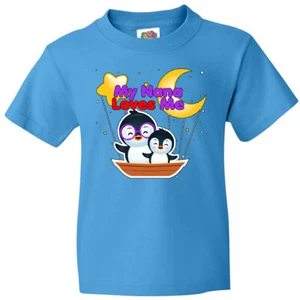 Inktastic My Nana Loves Me Penguin Youth T-Shirt Penguins Cute Tee Kids Children - Picture 1 of 11