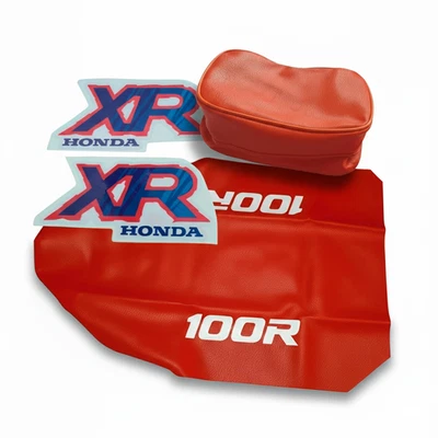 🏁 Cubierta de asiento + calcomanías de tanque + bolsa de guardabarros - Honda XR100R 1992 - naranja - grueso Foto 1 de 4
