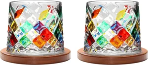 Vasos de whisky antiguos de 4 piezas vaso de whisky de cristal para bebidas de licor escocés - Imagen 1 de 37