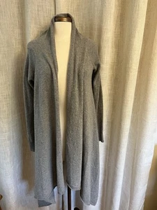 Cardigan donna grigio lungo asimmetrico Garnet Hill cashmere S core accogliente lusso - Foto 1 di 11