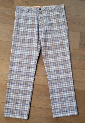 Puma Drycell Golf Pants Mens Size 36x32 Blue White Orange Plaid Stretch USP DRY - Image 1 of 4