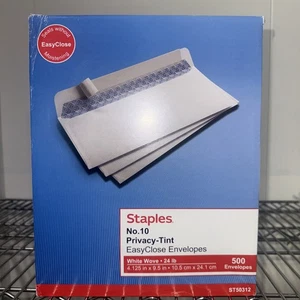 Staples No. 10 EasyClose Envelopes Privacy-Tent White Wove 4 1/8 X 9 1/2 (500) - Picture 1 of 1