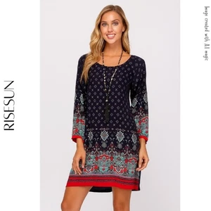Risesun Etuikleid blau & rot Bohemian Print, S - Bild 1 von 8