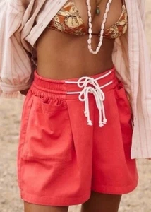Pantalones Cortos Free People Flores Rojo Amapola Talla X-Grande Nuevos sin Etiquetas - Imagen 1 de 13