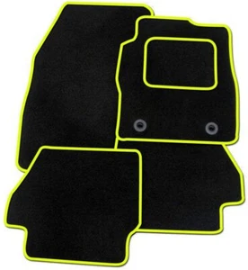 TAILORED FOR CITROEN DS3 (2010-2018) - 4 x BLACK CAR MATS WITH YELLOW EDGING - Picture 1 of 1