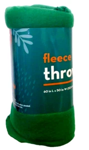 Fleece throw blanket fall theme green 60x50in NEW - Picture 1 of 1