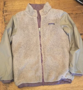 PATAGONIA RETRO X FLEECE REVERSIBLE NYON JACKET GIRLS 12 OAT MAUVE - Picture 1 of 17
