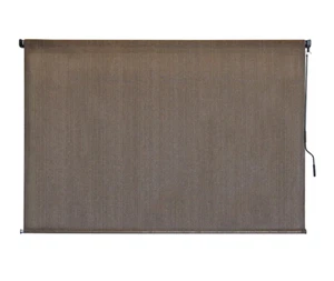 SeaSun Driftwood Dark Brown Cordless Outdoor Patio Roller Shade 84 in. W x 72 in - Picture 1 of 5