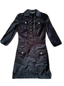 Abito Armani Exchange A/X 3/4 manica lunga colletto stringato petto nero sexy zip 0 - Foto 1 di 9