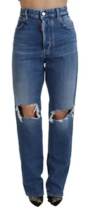 DSQUARED2 Jeans blau Distressed hochtailliert gerade Denim IT38/US4/XS UVP 670usd - Bild 1 von 7