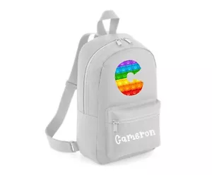 Personalised Fidget Pop it children`s backpack Rucksack Backpack Grey Nursery - Picture 1 of 1