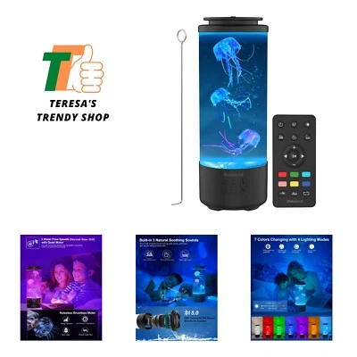 Jellyfish Lamp Bluetooth Speaker, White Noise LED Jellyfish Aquarium Night Li... - Image 1 of 4