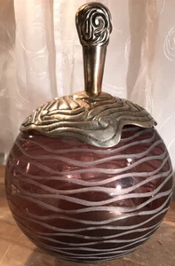 Vintage Plum Glass Vase Sculpture Montaage of India Centerpiece Art 2003 - Picture 1 of 9
