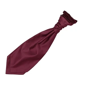 Burgundy Mens Pre-Tied Scrunchie Cravat Woven Plain Solid Check by DQT - Picture 1 of 1
