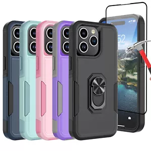 For iPhone 15 Pro Max Plus Case Shockproof Armor Kickstand Cover+Tempered Glass - Picture 1 of 32