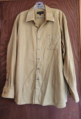 Camisa Roberto Villini Dorada Manga Larga Con Botones 100% Algodón 17 34/35 Bolsillo Foto 1 de 4