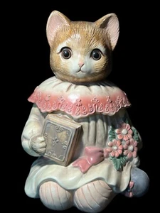 Emily the Kitty Cat Ceramic Cookie Jar Glass Eyes Made in Japan - Picture 1 of 17