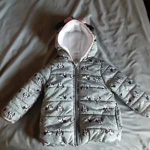 MINNIE MOUSE GIRLS GRAY & PINK PUFFER COAT 24 MONTHS DISNEY GREAT CONDITION - Picture 1 of 6