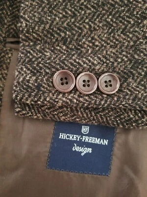Chaqueta Blazer Abrigo Deportivo Hickey Freeman 42R Marrón Negro Espiga Tweed Foto 1 de 4