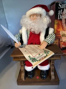 Vintage 13" 1994 Gemmy Animated Musical "Santa At His Desk Making A List" Works - Bild 1 von 17