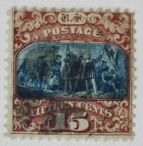 1869 Pictorial 15 Cent Scott #119 Columbus Landing (Type II) Used, F/VF - Picture 1 of 3