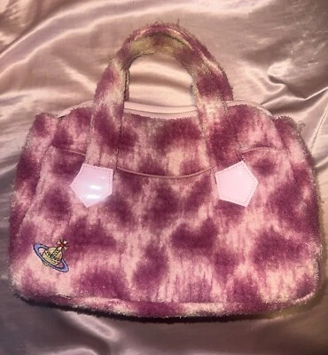 Cartera de tela de felpa rosa Vivenne Westwood auténtica de colección Foto 1 de 4