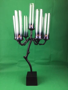 50% DISCOUNT ** Handmade Metal 7-Arm Candelabra w Glass Shades 50x50x99 cm CH21 - Picture 1 of 4