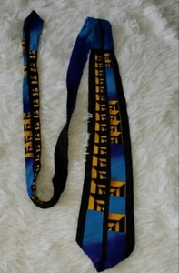 Men's Rush Limbaugh No Boundaries Blue Silk Neck Tie Made in USA Blue Art Deco - Picture 1 of 4