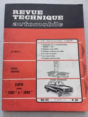 Rta Revue Technique Automobile Étude N301 BMW 1600 2000 Séries Contrôle 1971 Foto 1 de 2