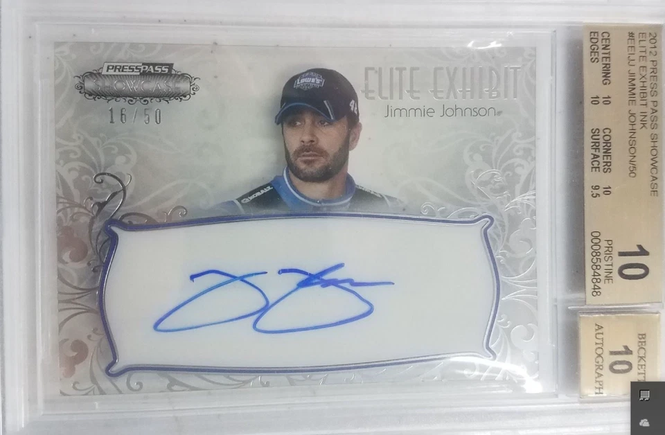 2012 PRESS PASS SHOWCASE ELITE EXHIBIT Jimmie johnson BGS 10 AUTO PRISTINE 16/50 - Image 1 of 1