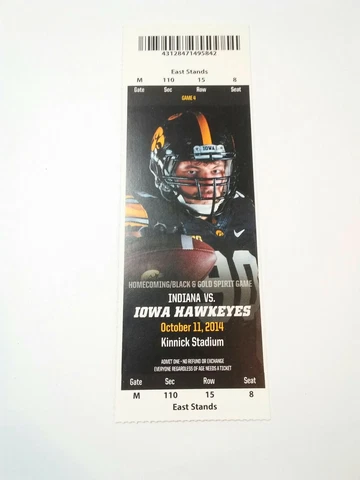 2014 Iowa Hawkeyes Indiana Hoosiers Football Ticket Stub Cover